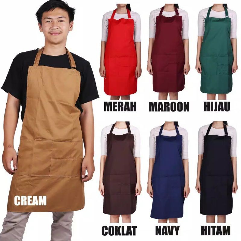 APRON / CELEMEK MASAK, CAFE, BARISTA FULL BODY BAHAN AMERICAN DRILL