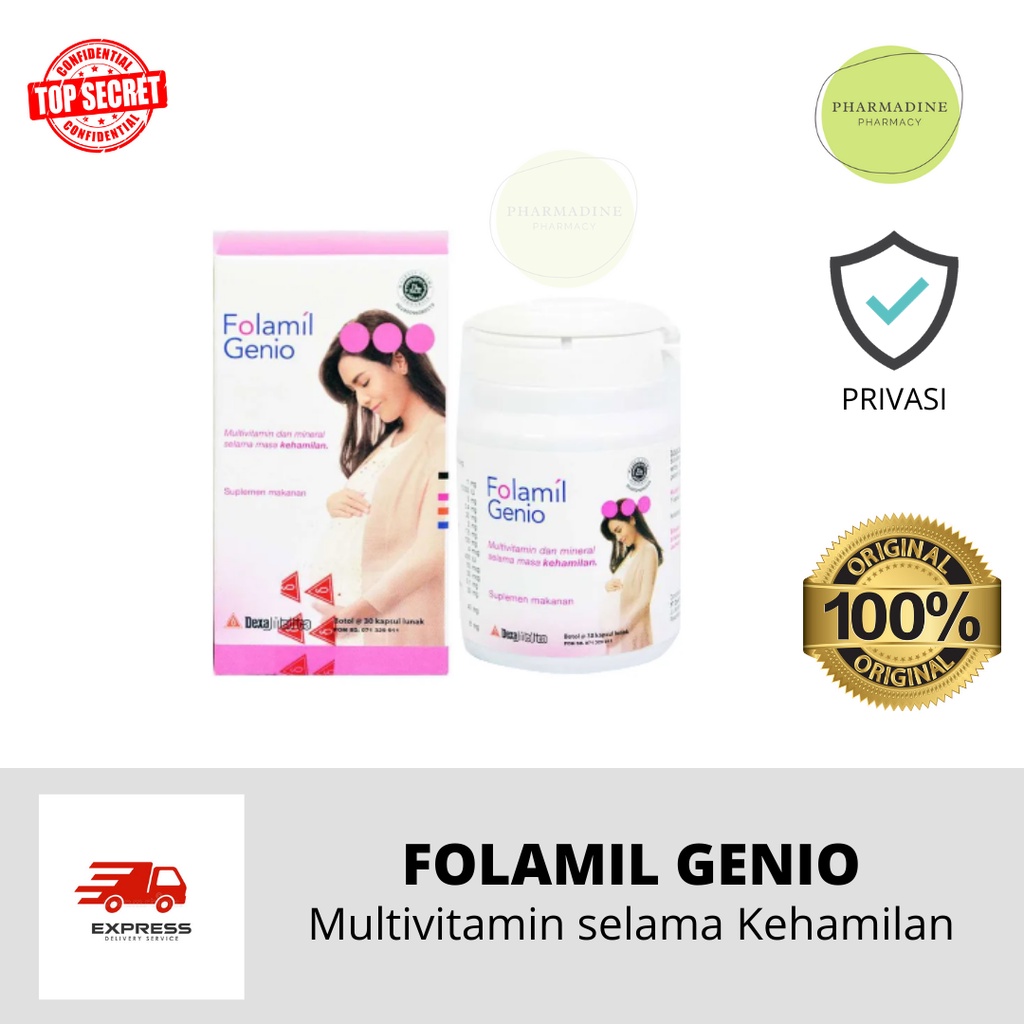 Folamil Genio Vitamin Ibu Hamil kehamilan kemasan baru