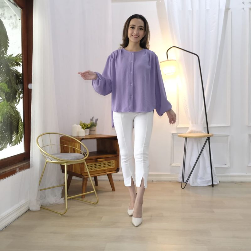 BLOUSE CRINCLE LENGAN BALON ATASAN BLOUSE JUMBO