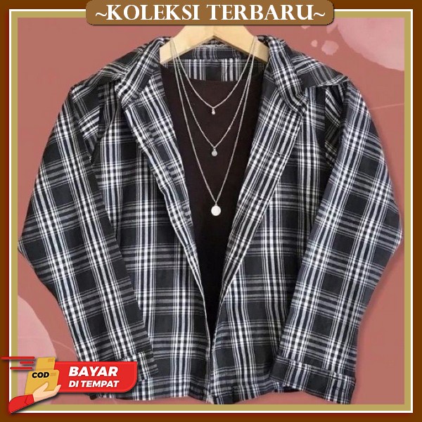 Kemeja Flanel Crop Top Wanita || Flanel Outer Wanita Rd Fashion Tartan Crop Top Blouse / Kemeja Febr