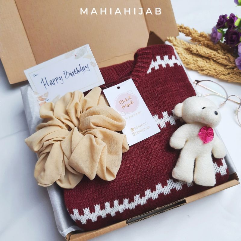 Hampers Sweater Rajut Kimi Mahiahijab gift box hadiah ulang tahun, wisuda dll