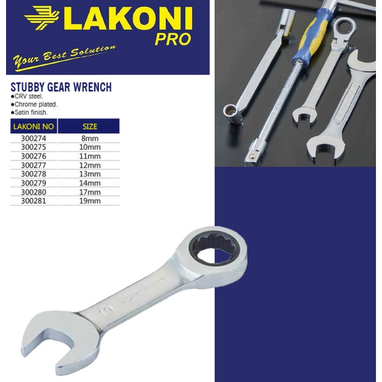 Kunci Ring Pas Ratchet Pendek / Stubby Gear Wrench LAKONI PRO