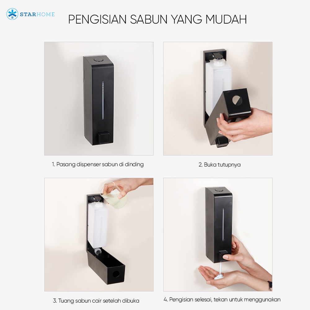 Dispenser Sabun Cair Sanitizer Gel StarHome 600ml Tempat Sabun Cair Soap Dispenser Hand Sanitizer AH002