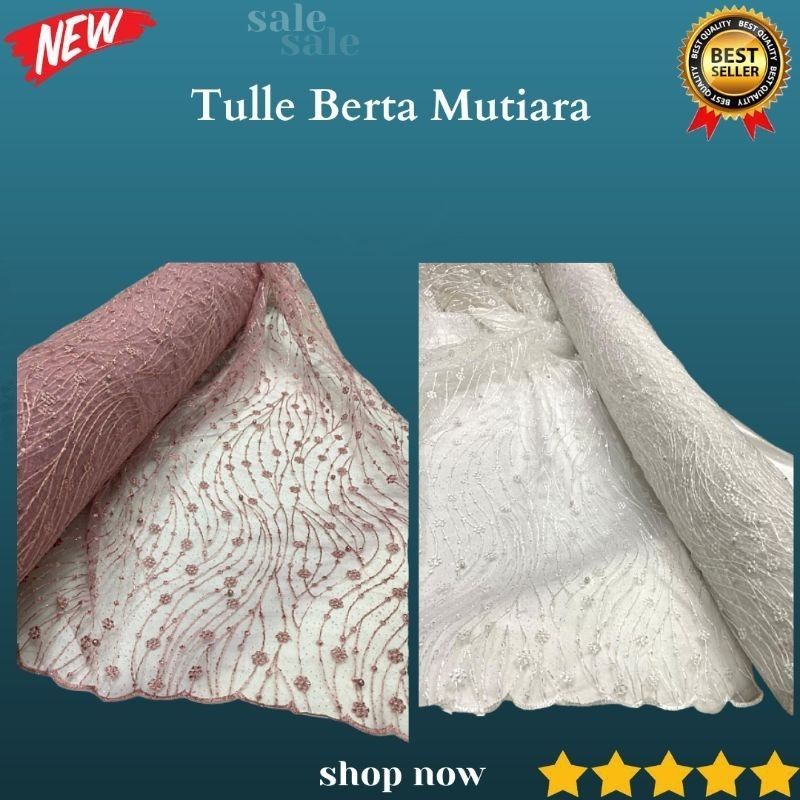 Promo 12.12 Sale Kain Brokat Tile Mutiara Motif Akar Rambat. Tille Brukat Mutiara. Bahan Tulle Burka