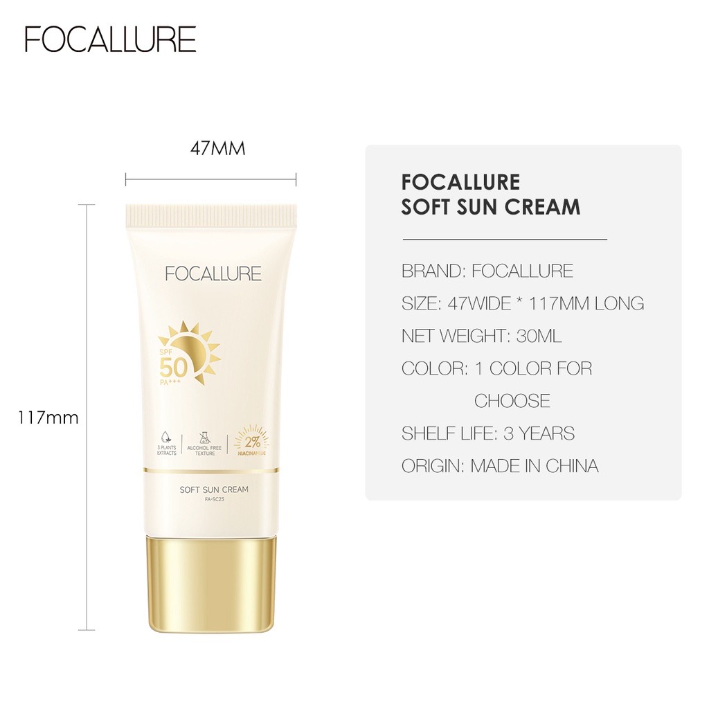 FOCALLURE Sunscreen SPF 50 PA+++ Sunscreen Focallure Sunblock Focallure Sunscreen Gel UVA UVB Blue Light Sun Protector Sunscreen Gel SPF 50 PA+++ Azarine Sunscreen Azarine Sun Screen Azarine Sunblock