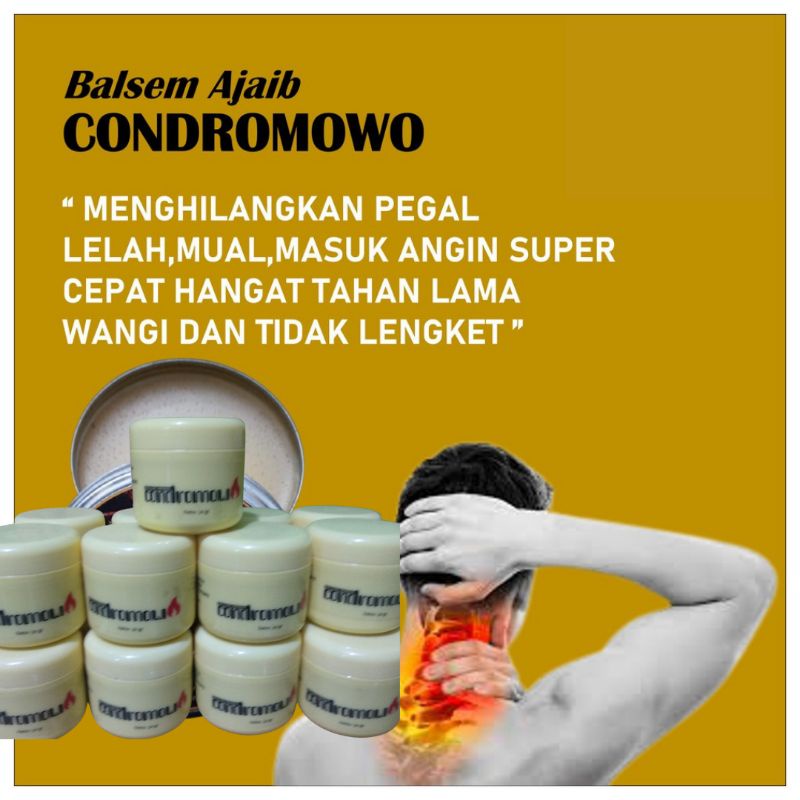 Hot Balm Condromowo Balsem Terapi Syaraf, Balsem 100% Organik, Balsem Terapi Panas Tidak Dingin