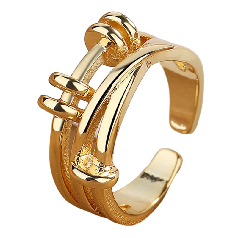 Charms Cincin Rantai Model Terbuka Bahan Stainless Steel Gaya Punk Retro Untuk Wanita