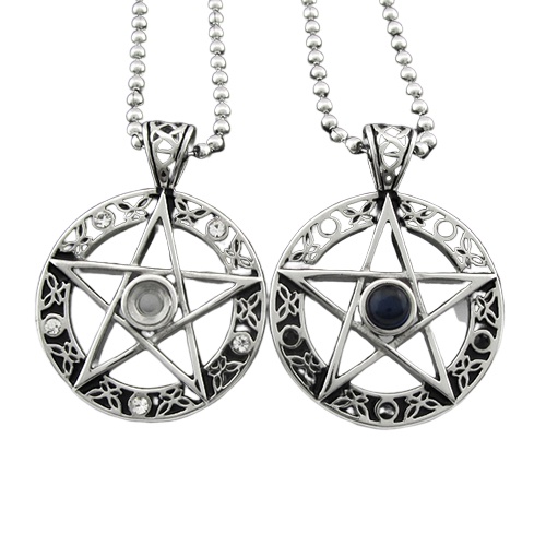 Hu Hu Hu Hu Hu Alat Bantu Pasang Kacamata♡ Kalung Rantai Liontin Bintang Pentagram Hollow Vintage Bahan Zinc Alloy Untuk Priawanita
