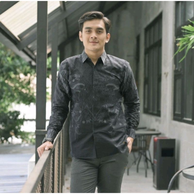 KEMEJA PRIA BATIK SLIM FIT LENGAN PANJANG MODERN LAPIS FURING DEWASA MEWAH ORIGINAL PRABUSENO PRIA P