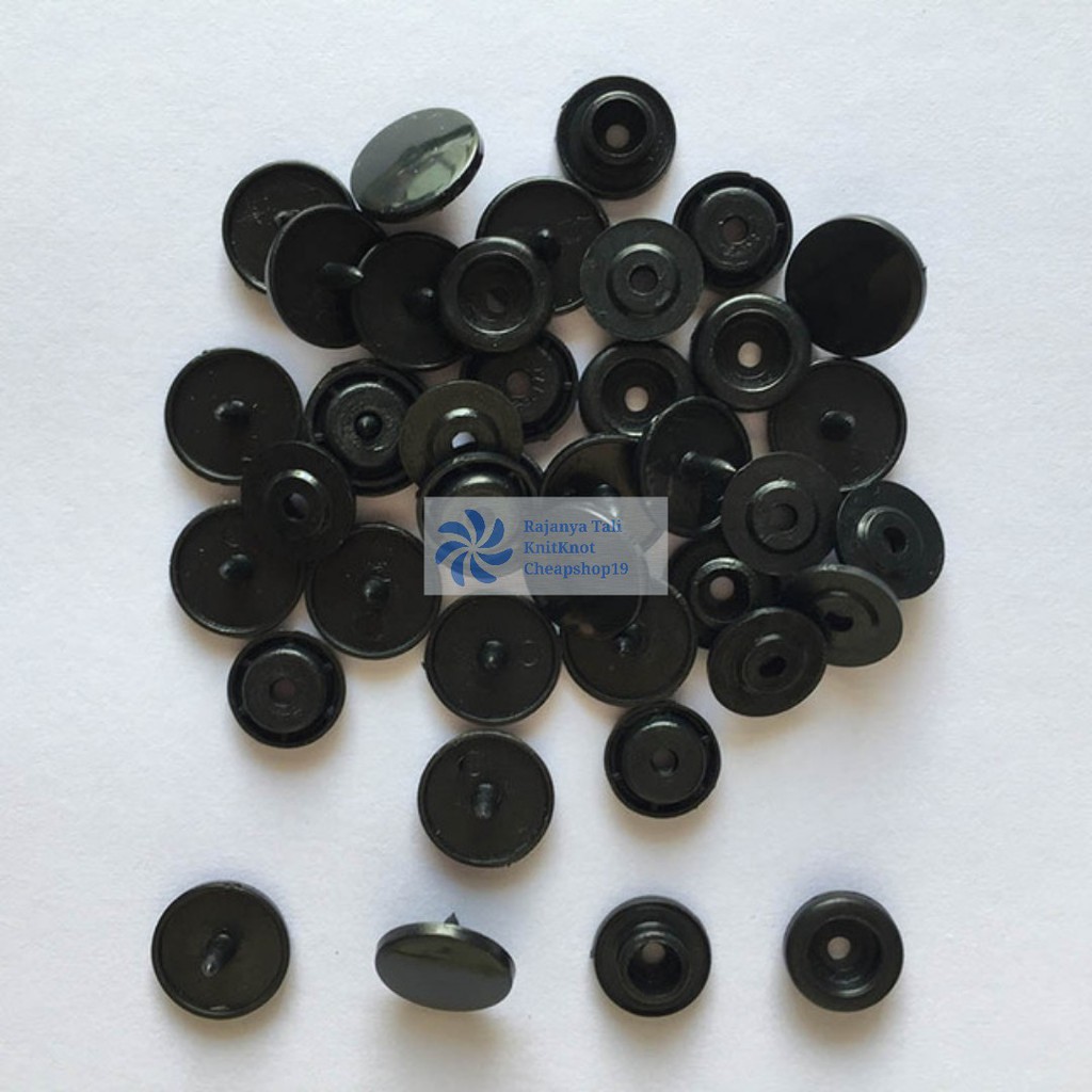 Kancing snap button Hitam jepret plastik 1010 10mm 10gross