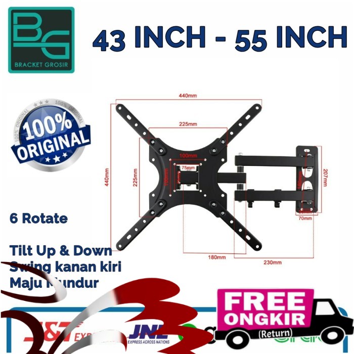 Bracket tv led tarik kanan kiri muter 32&quot; Sampai 55&quot; New Model