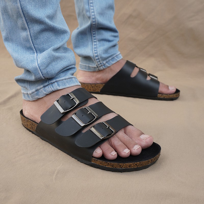 Sandal Casual Pria Walkers Gepser Sendal Slide Puyuh Kasual Santai Harian HITAM COKLAT TAN