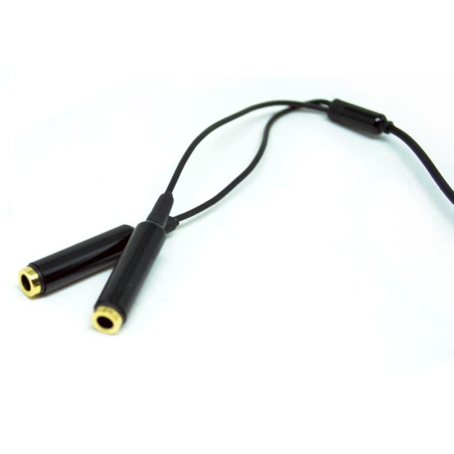 Kabel AUX Audio 3.5mm Male ke 2 x 3.5mm Female HiFi - AV114 - Black