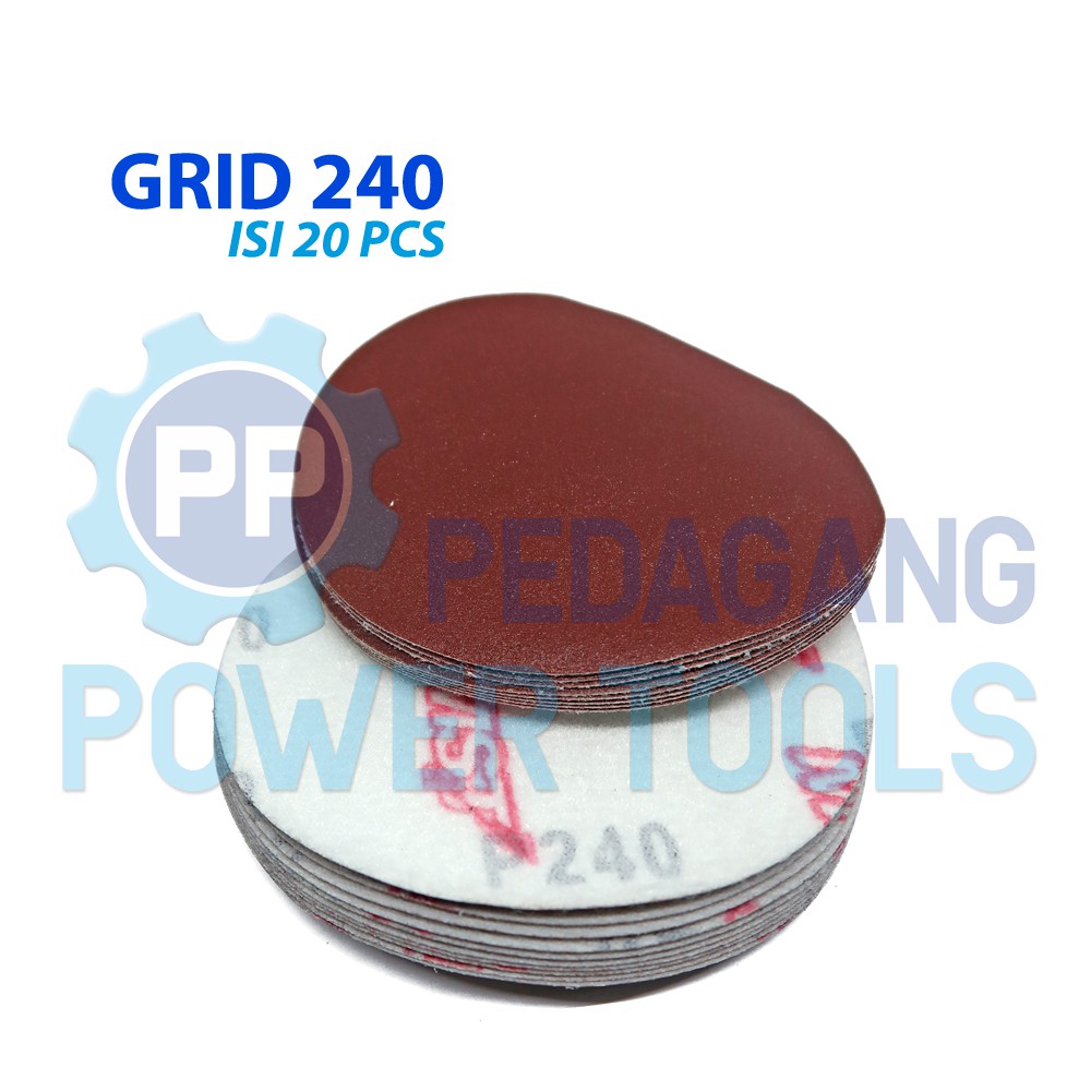 MST 20 PCS NO. 240 AMPLAS BULAT VELCRO TEMPEL MATA GERINDA DISC 4 INCH