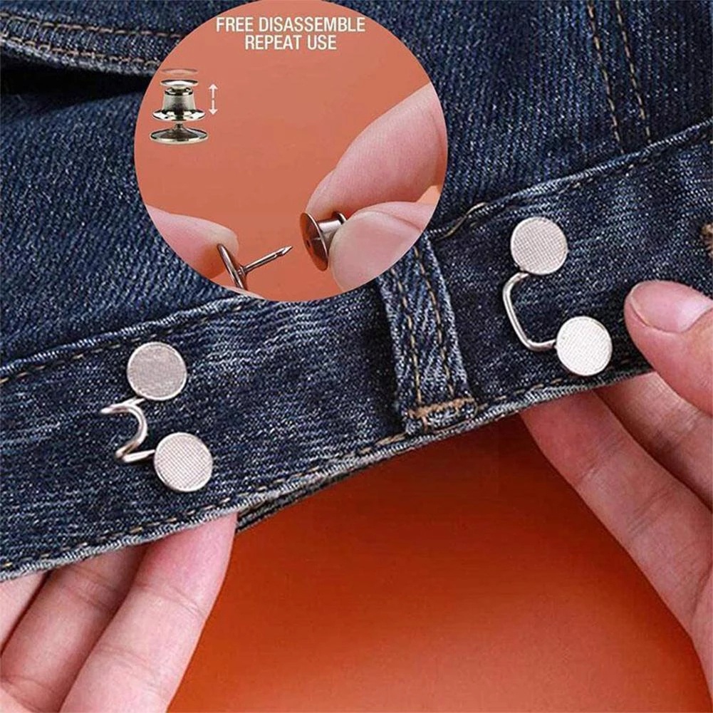 1Set DIY Invisible Universal Detachable No Needed Sewing Replacement Stretch Jeans Waist Extender Button Button