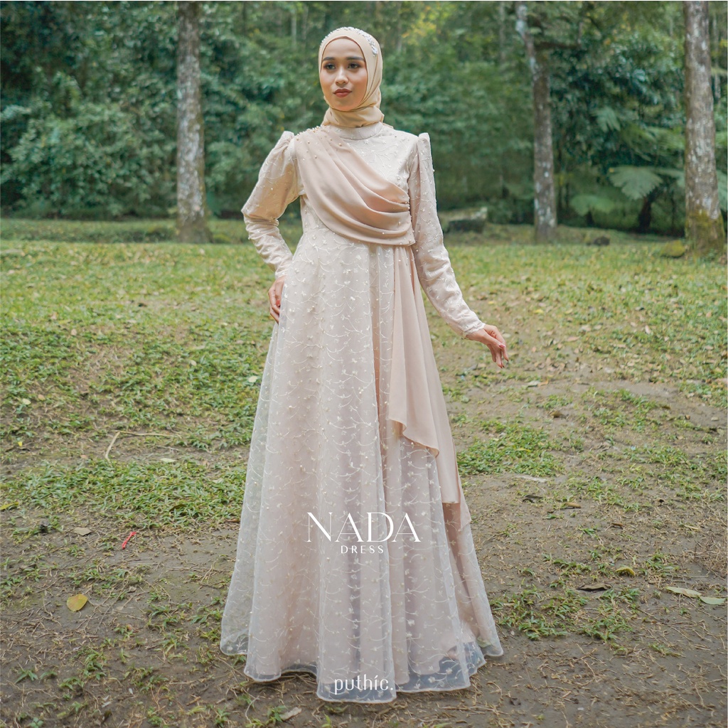 PUTHIC - NADA DRESS - READY STOCK - GAUN PESTA - WISUDA LAMARAN HIJAB