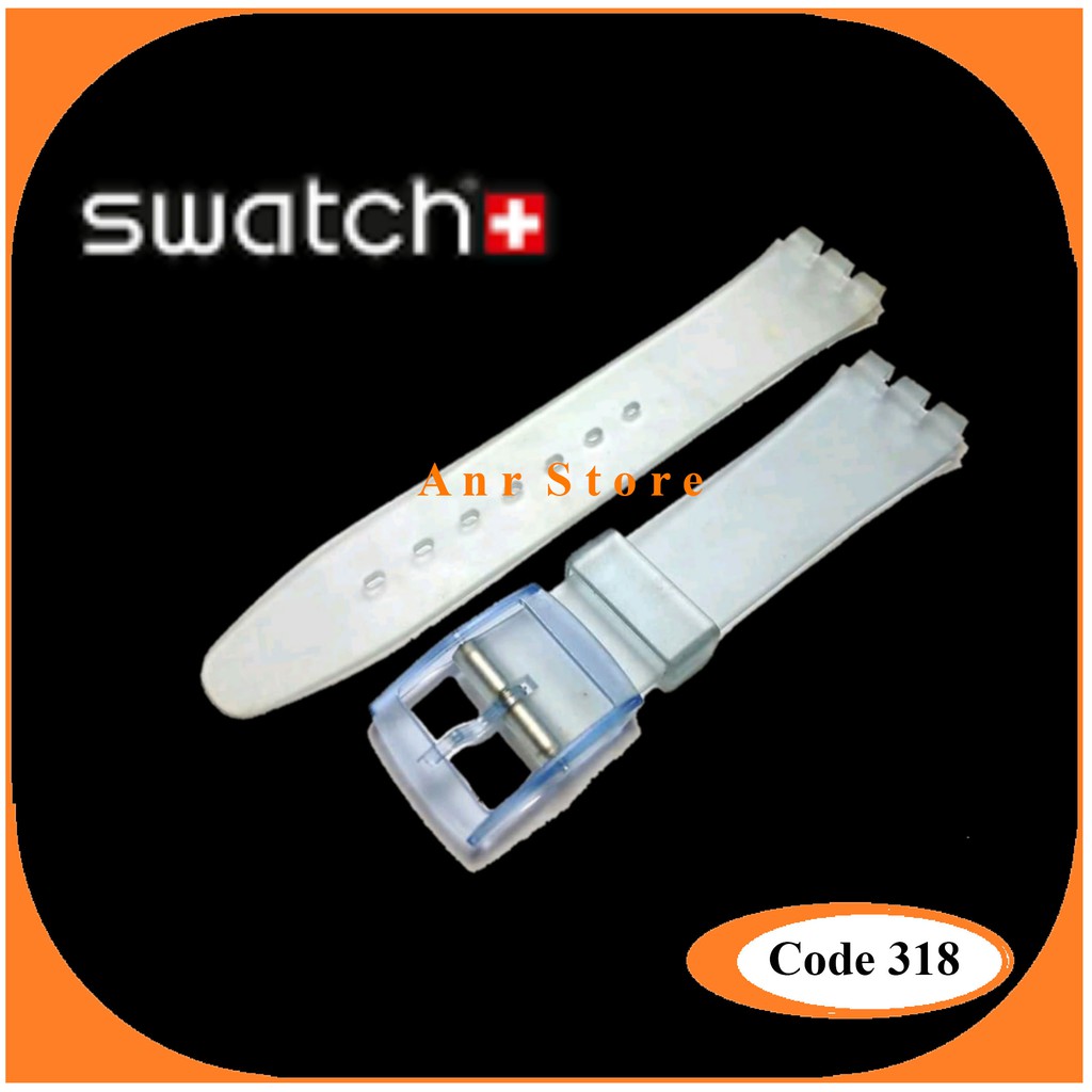 Tali Jam Tangan Swatch 17 mm Biru Transparan Swatch Gent Swatch Skin Chrono