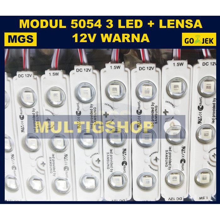 100Pcs Modul 5054 3 LED Waterproof Lensa Warna