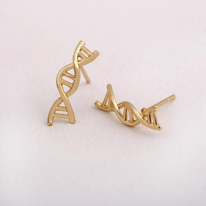 Anting Tusuk Gantung Wanita Desain Dna Spiral Ganda Untuk Hadiah