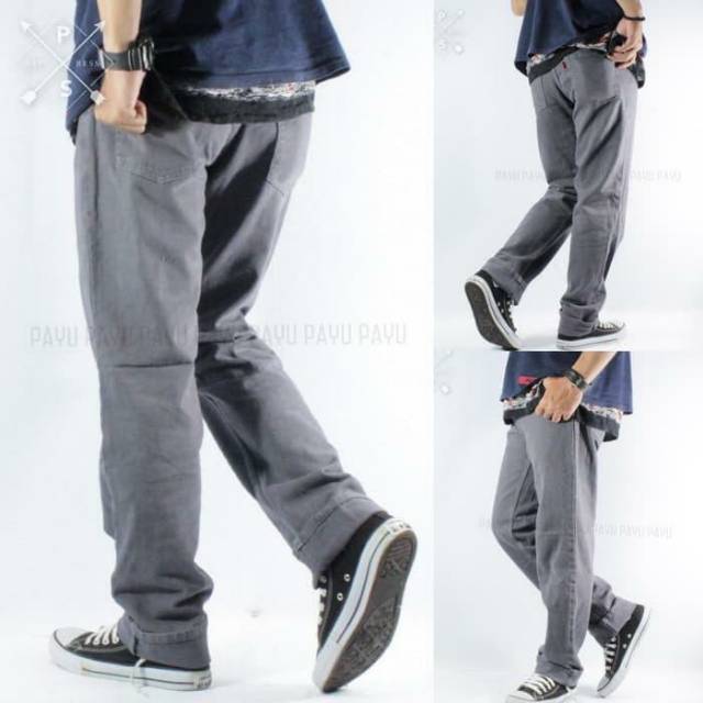 Celana Jeans Standar Pria / Celana Jeans Regular / Celana Panjang Jeans Abu Cream