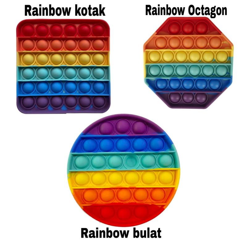 POP IT Fidget Toy mainan untuk penghilang stres pada anak Push bubble toy READY-Rainbow RNDM 1pc