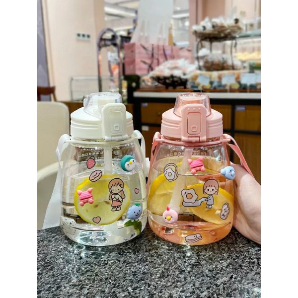 Botol Minum Sanrio FREE STIKER LUCU Tempat Minum Anak Cinnamoroll Botol Kuromi Melody JUMBO Tali Sedotan Unik Holder Handle Sticker Water Bottle Straw Silikon