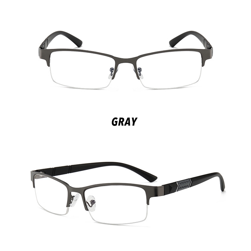 (YUZHU) Bayar di Tempat Classical Half Frame Kacamata Wanita/Pria Anti Blue Eyeglasses