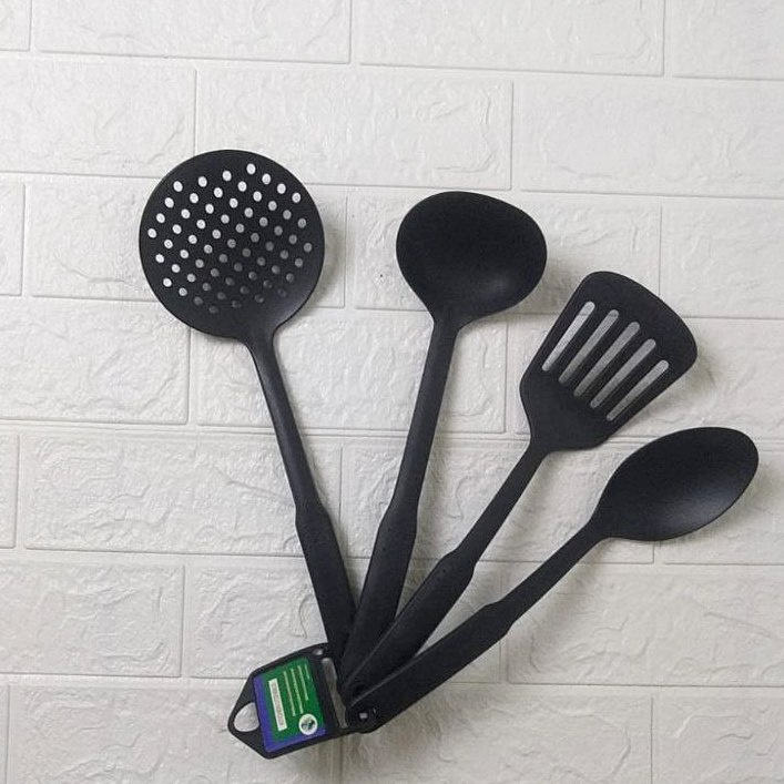 Kitchen Spatula hitam isi 4 pcs / Centong Masak / Kitchen Tool