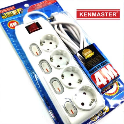 Kenmaster F1-44 Sambungan Kabel 4 Lubang Dengan Saklar Tersendiri