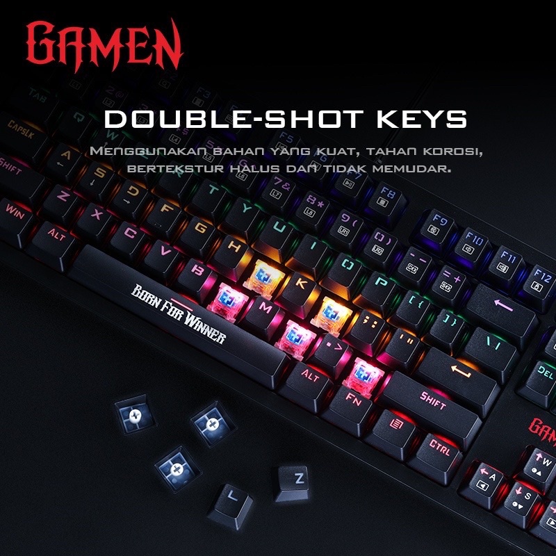 GAMEN Titan II Mechanical Pluggable Switch Blue Gaming Keyboard Wired Original - Garansi 1 Tahun