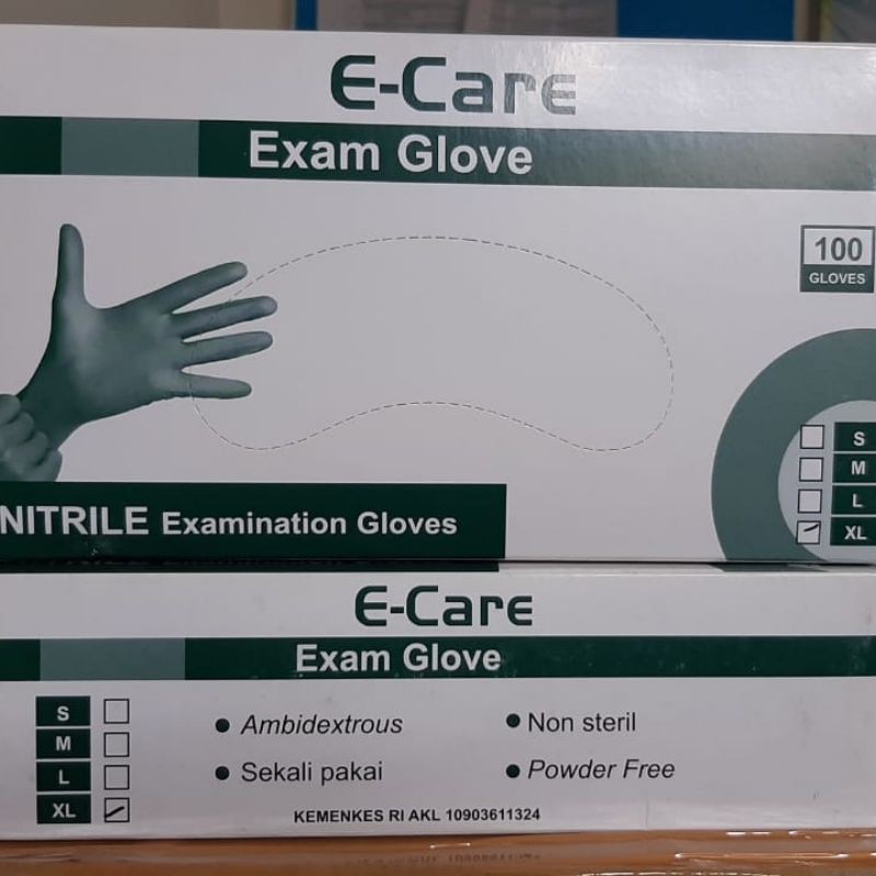 Sarung Tangan/Handscoon Nitril E Care Size XL isi 100pcs/box