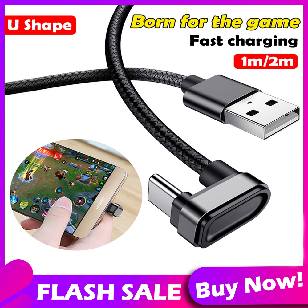 New u-shaped Cable Fast Charging 180° Elbow Data Cable For iPhone Games