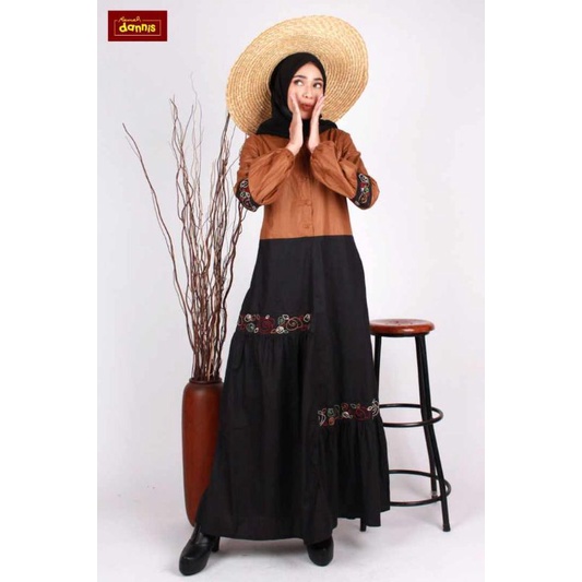 DANNIS GAMIS ABAYA TERBARU free masker (coklat,biru,Oren)/gamis terbru