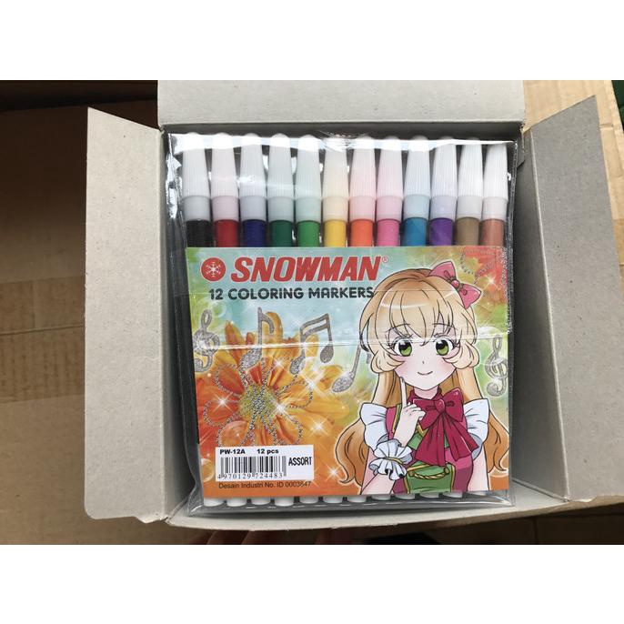 

spidol kecil snowman marker 12 warna - sign pen