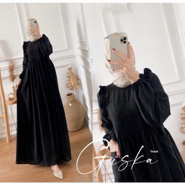 GISKA DRESS MAXY CRINGKLE AIRFLOW  DRESS WANITA KEKINIAN