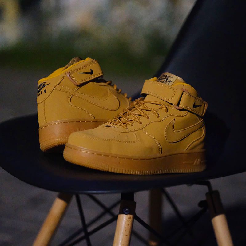 ( SPESIAL ) Sepatu Sneakers Pria Casual NIKE AIR FORCE 1 MID FLEX --  Braun / Cokelat -- Cowo Kasual
