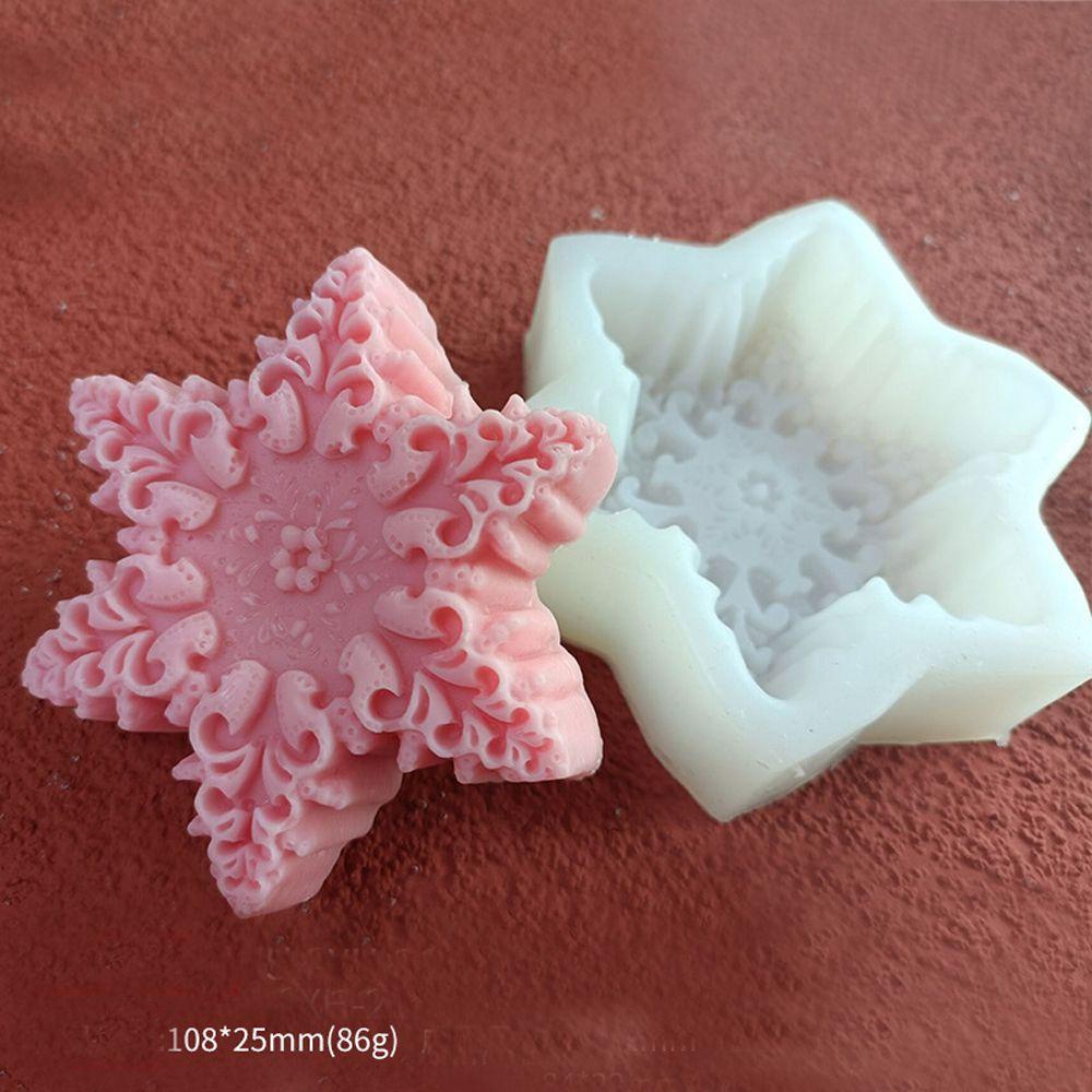 Top Candle Mold Casting Cetakan Lilin Snowflake Resin Kerajinan Tangan Cetakan Silikon