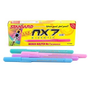 Standard Pen NX 7 microtip 0.38 isi 12 Pulpen NX7 Tinta Hitam 0,38  Bulpen / Bolpen / Bolpoin / Bolpoint / Ball Point / Ballpoint / Ballpoin / Vulpen / Pena / Polpen / Polpoin / Polpoint NX-7 Standardpen Black Ink H2O Oil Gel
