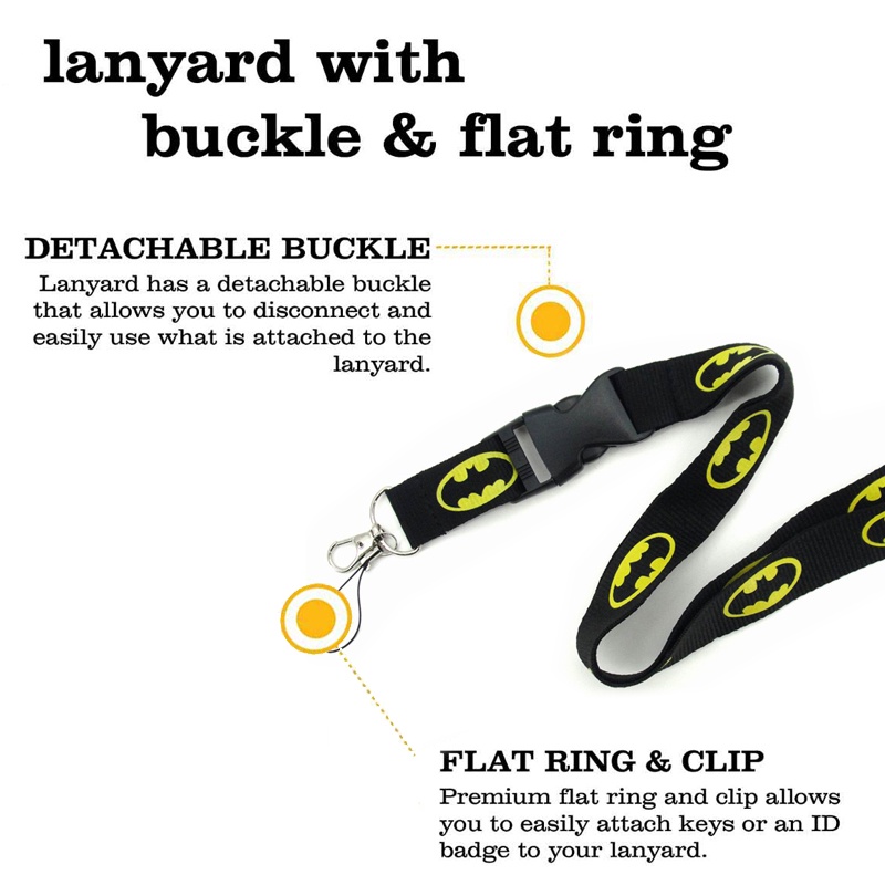 [Pengiriman Cepat] Batman Leher Lanyard Ponsel Sling untuk Kartu Pelajar Tali ID Card Straps Gantungan Kunci Anti-Drop Lanyard Aksesoris