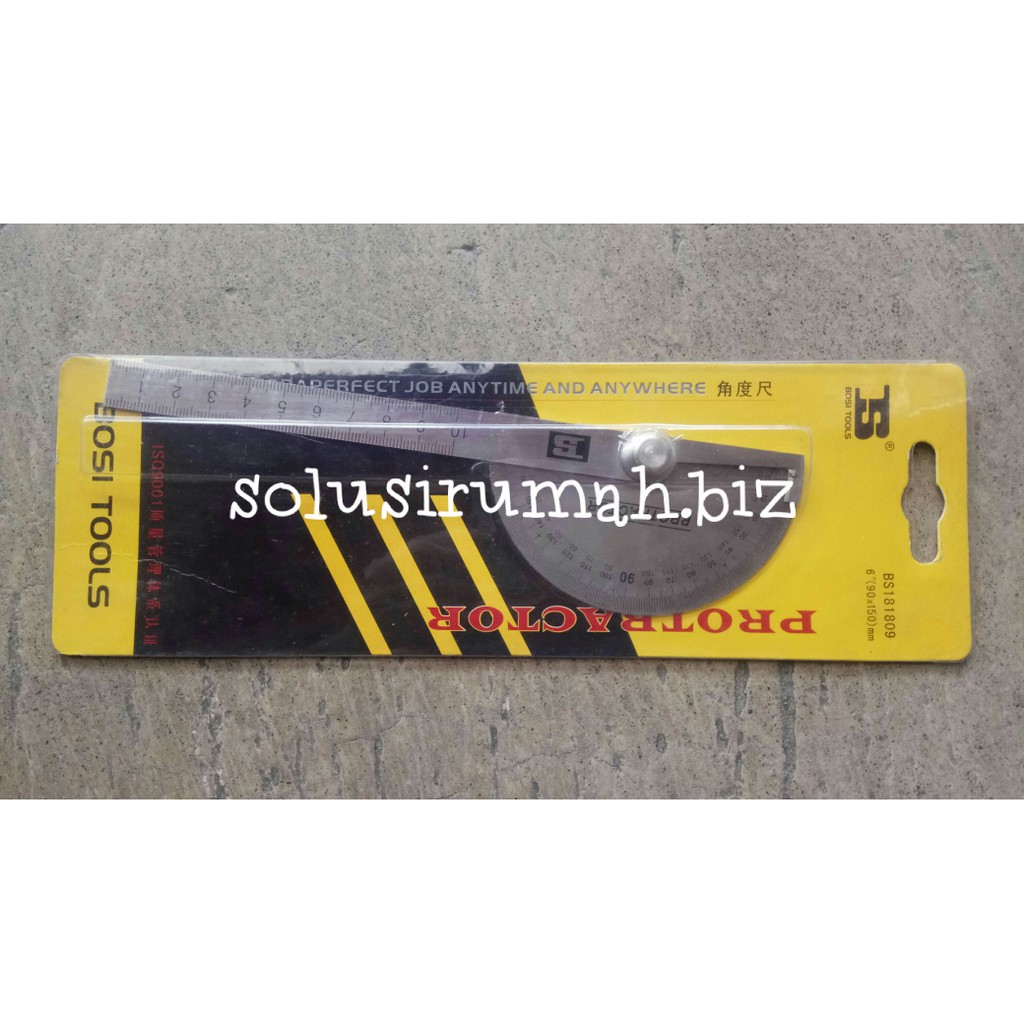 BUSUR BESI TUKANG DERAJAT PROTRACTOR 90/150MM RULER