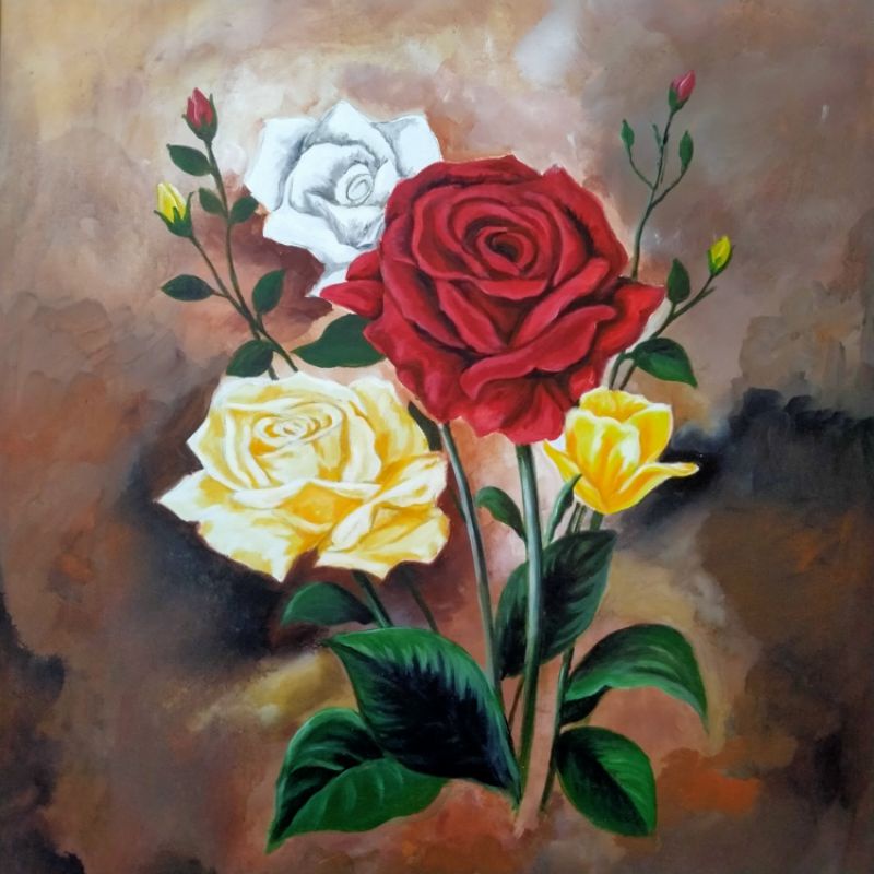 lukisan bunga mawar