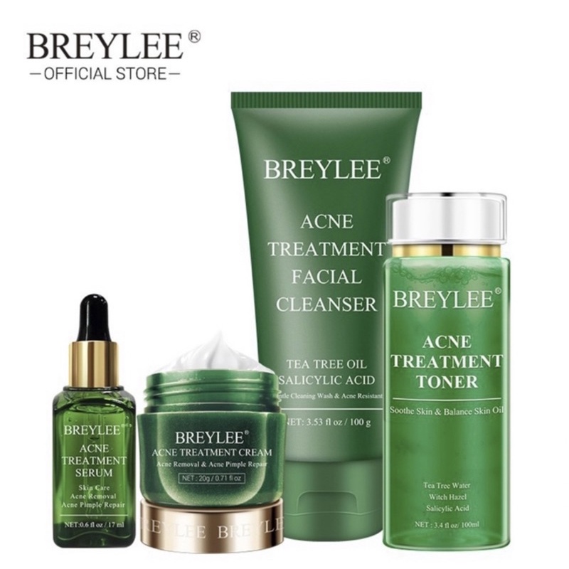 BREYLEE 4pcs Set Perawatan wajah / Acne Serum / Acne Cream / Facial / Toner