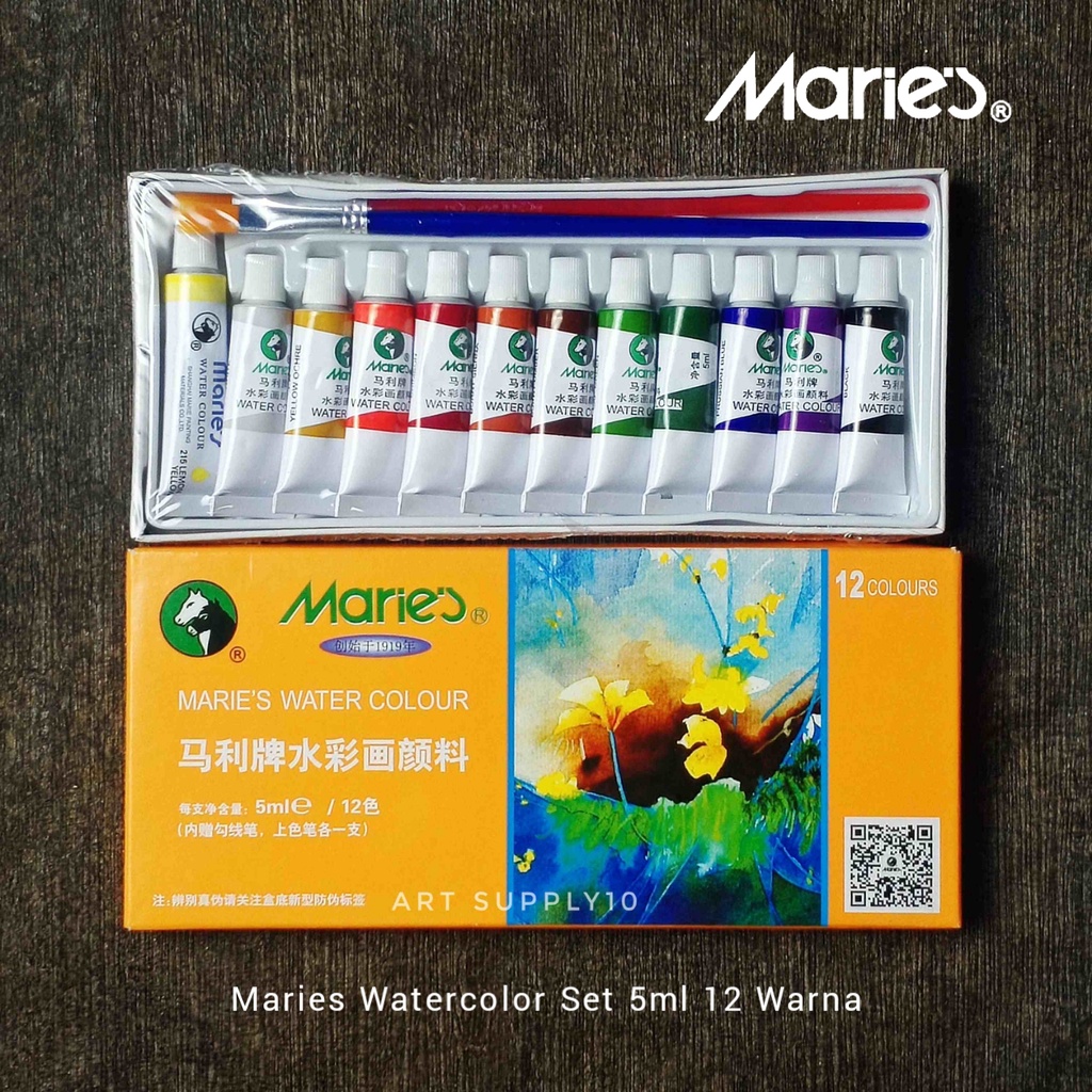 

Cat Air Maries Watercolor Set 12 Warna 5ml Free Kuas