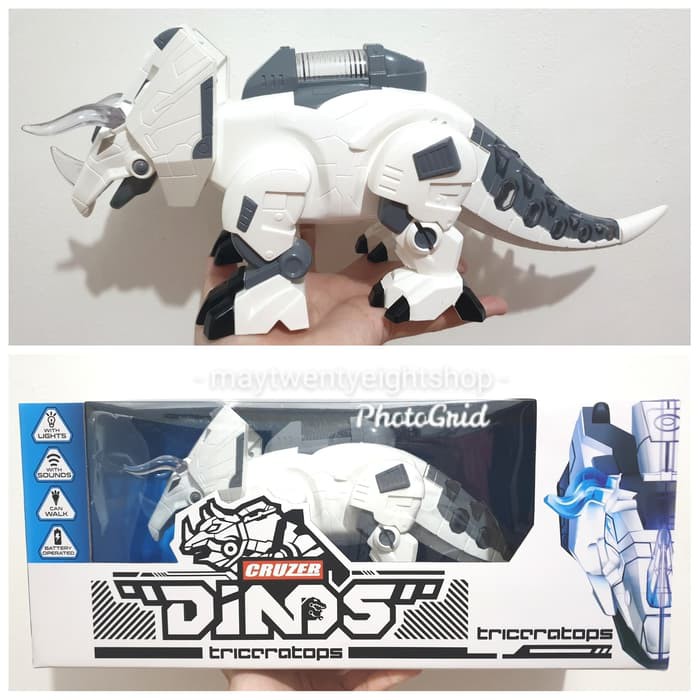 Toys Kingdom Cruzer Dino Triceratops Walking Dinosaurus Robot Badak