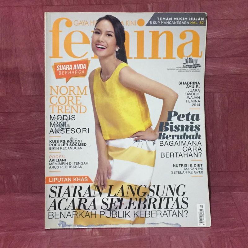 Majalah Femina No. 05/XLIII, Tahun 2015, Cover: Shabrina Ayu (Pemenang Favorit Wajah Femina 2014)