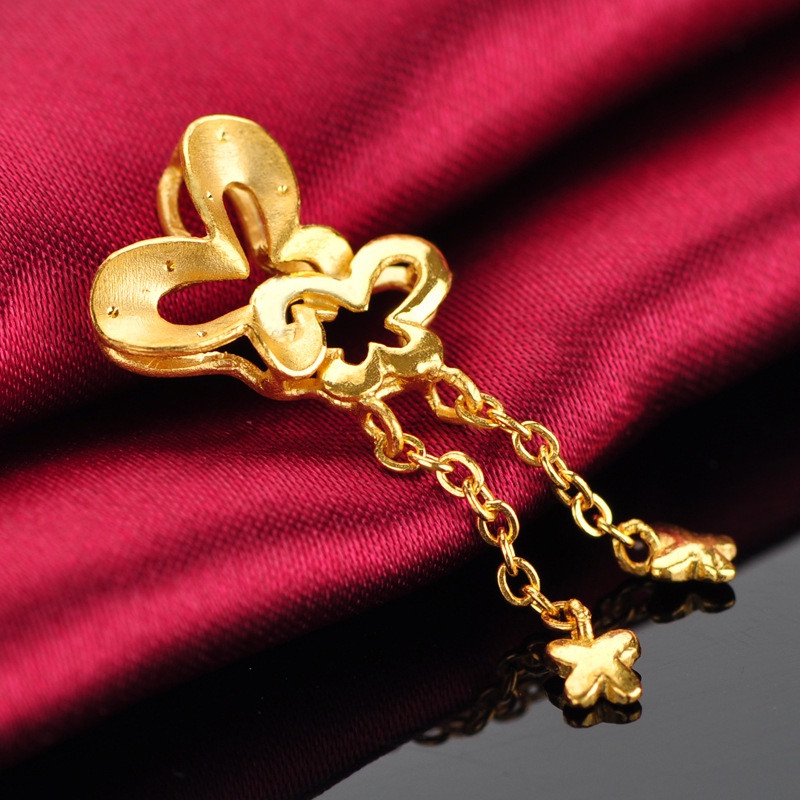 [Ready Stock]Fashion Gold Plated Butterfly Tassel Pendant Elegant Necklace