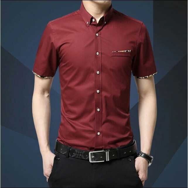 Kemeja Pria JIRO / Bahan Katun / Lengan Pendek / Kemeja Polos [ Size M L XL ]