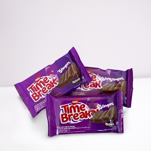 

Snack nabati ecer 1000 time break wafer bersalut coklat perpack ( 1 pak isi 20) cemilan enak dan murah