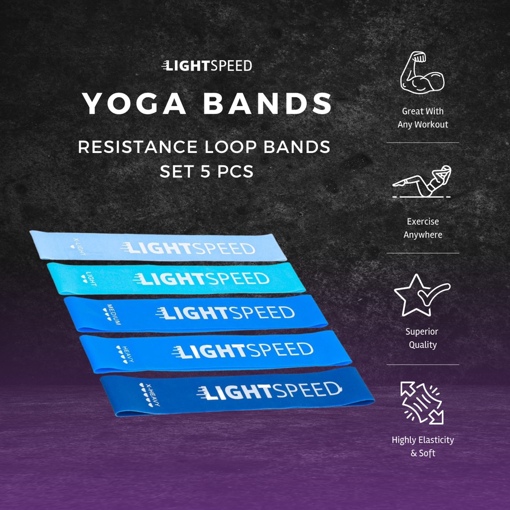 Jual LIGHTSPEED RESISTANCE LOOP BANDS SET 5 PCS / YOGA BAND / KARET