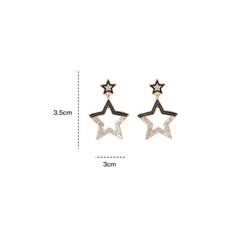 LRC Anting Tusuk Fashion Alloy Rhinestone Pentagram V5712X